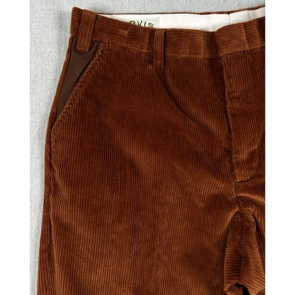NWT $149 Orvis Wellington Supercord Pants 36x29 Rust Orange Leather Trim - Picture 7 of 16